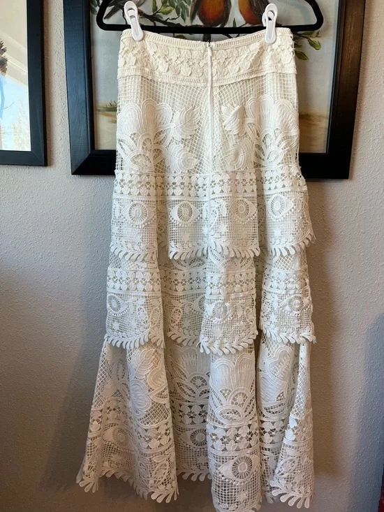 Alucina Luz off-white guipire midi skirt - Picture 3 of 5